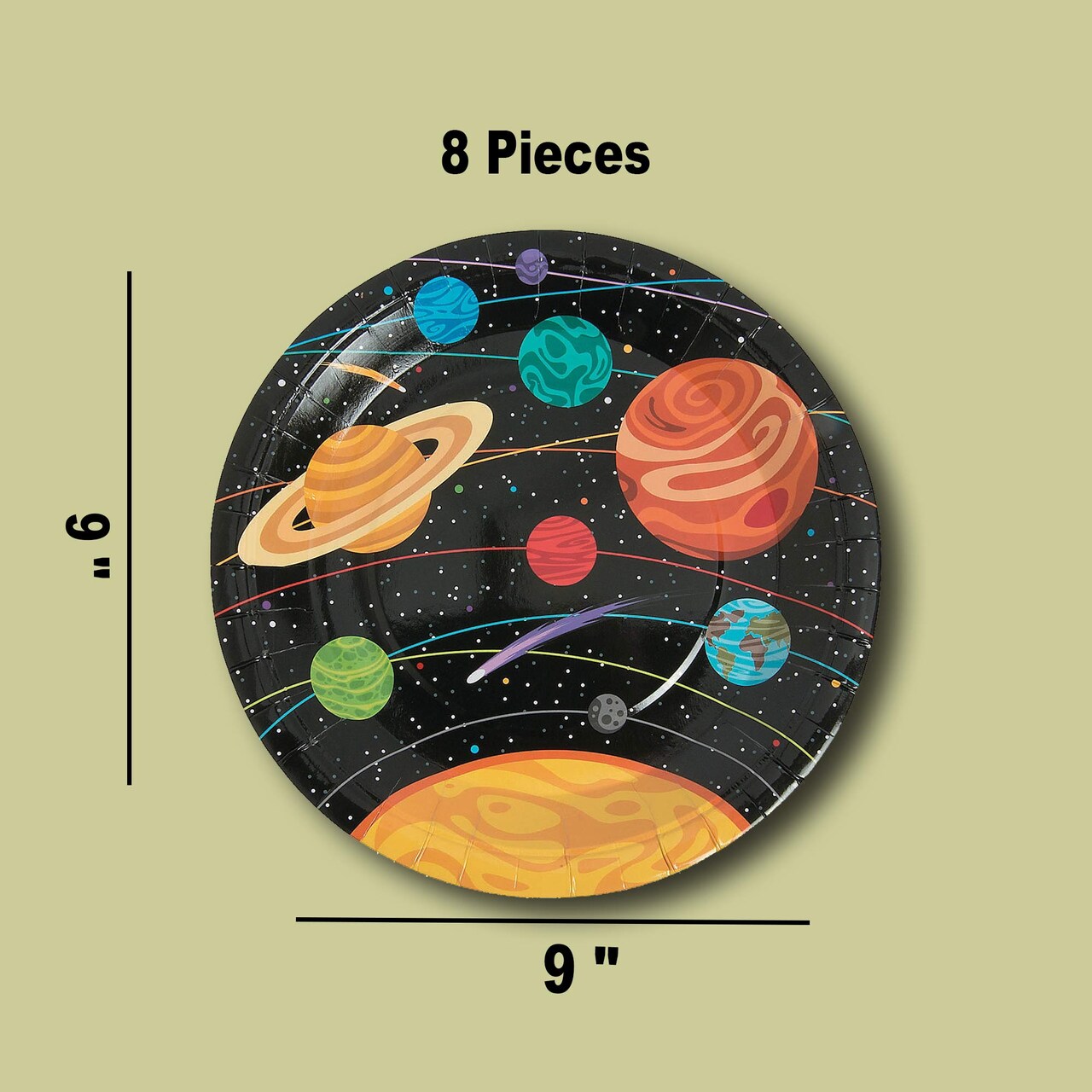 8 Count Space Party Bright Planets Paper Dinner Plates 9 Inch Solar System Theme